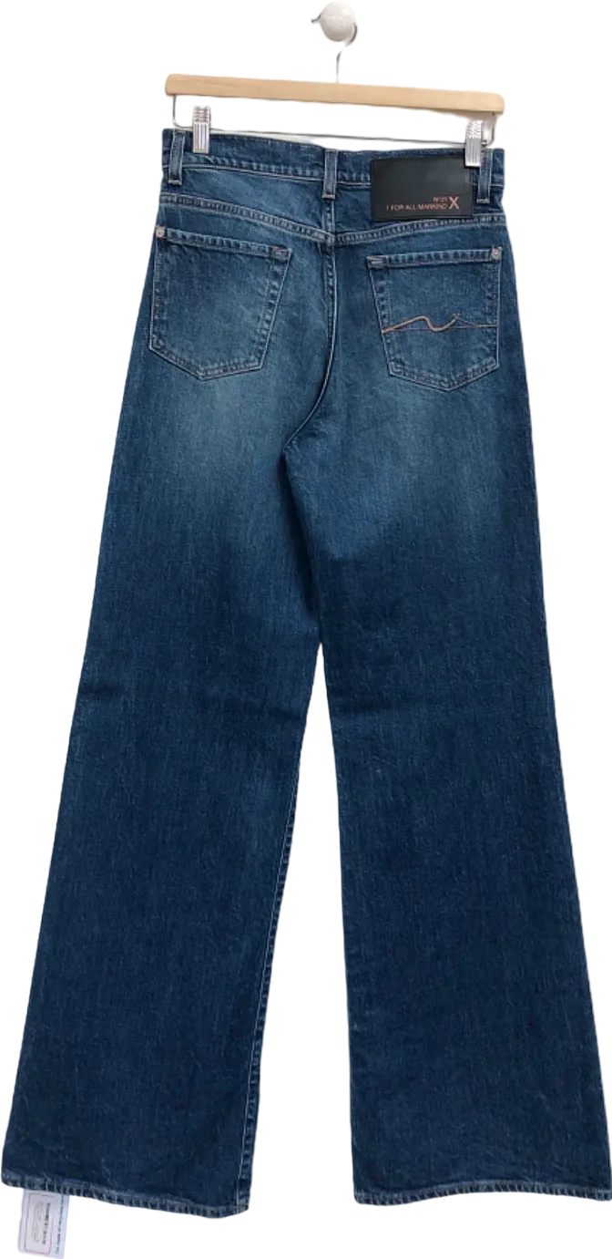 7 For All Mankind Blue Wide Leg Jeans UK 8