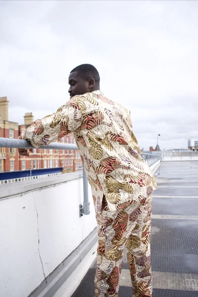 African Shirt in Gold Ankara Print - Festival Shirt