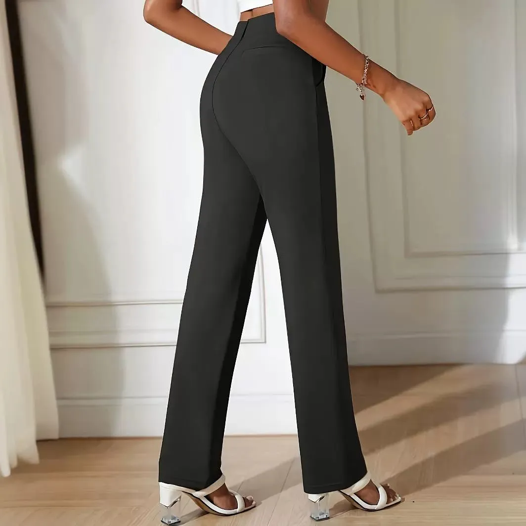 Ankle Length Cigarette High Waist Slimming Straight Pants