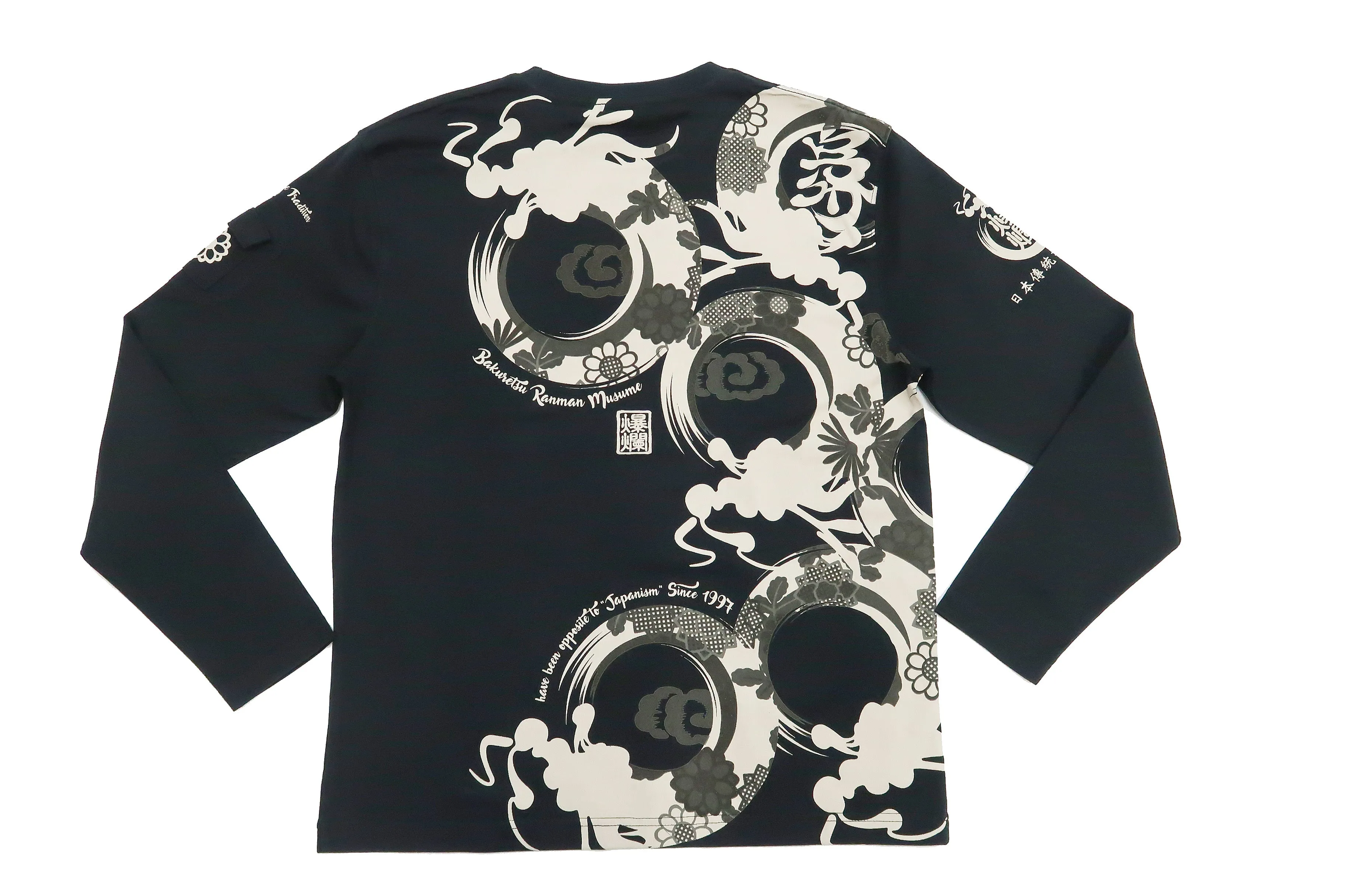 Bakuretsu-Ranman-Musme T-Shirt Men's Japanese Art Graphic Long Sleeve Tee B-R-M RMLT-324 Black