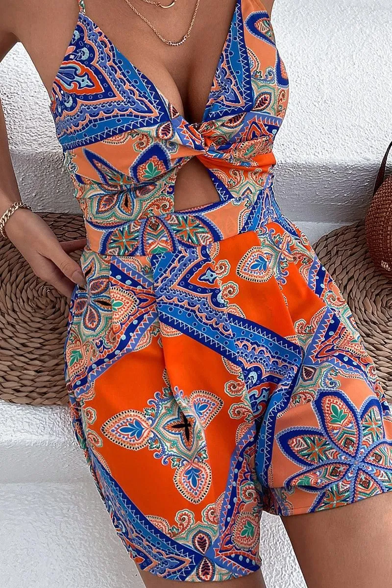 BOHEMIAN PATTERN STRAP SEXY ROMPER