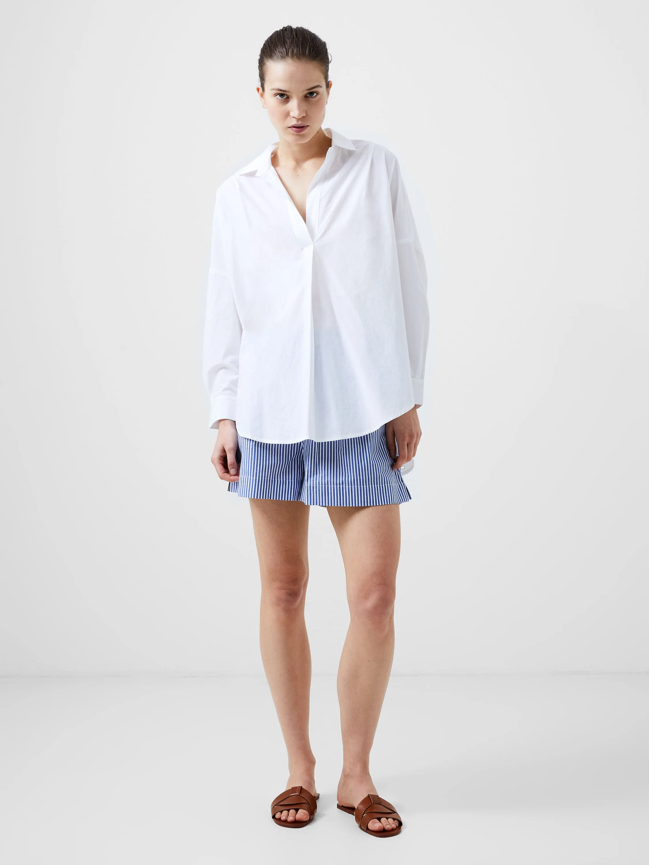 Broderie Mix Long Sleeve Popover Shirt