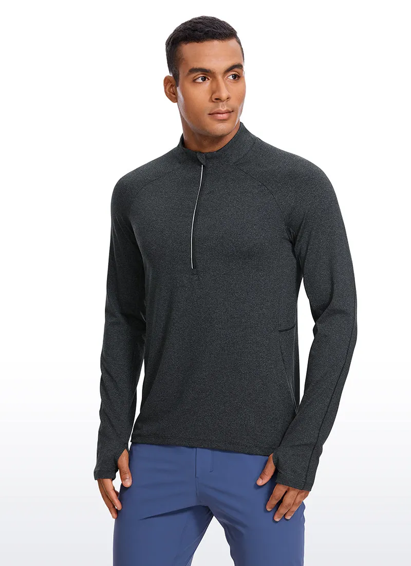 Brushed Half Zip Long Sleeve with Thumbhole