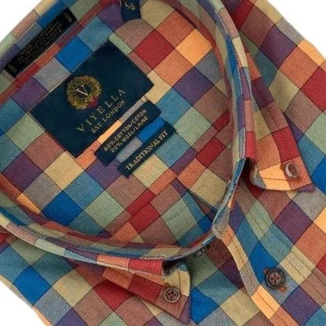 Canadian Made Viyella Multi Spice Check Button Down Shirts