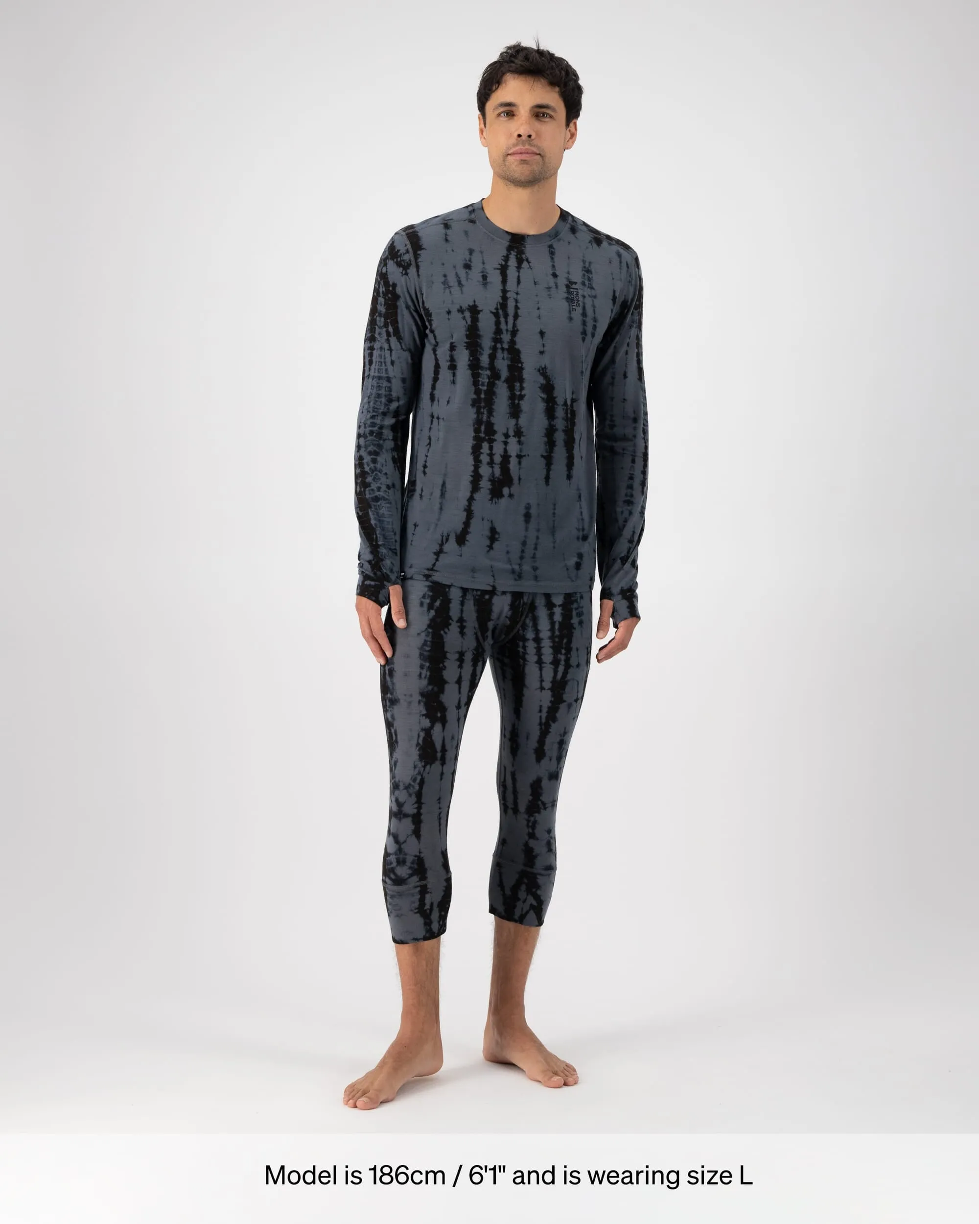 Cascade Merino Base Layer Long Sleeve - Grey Tie Dye