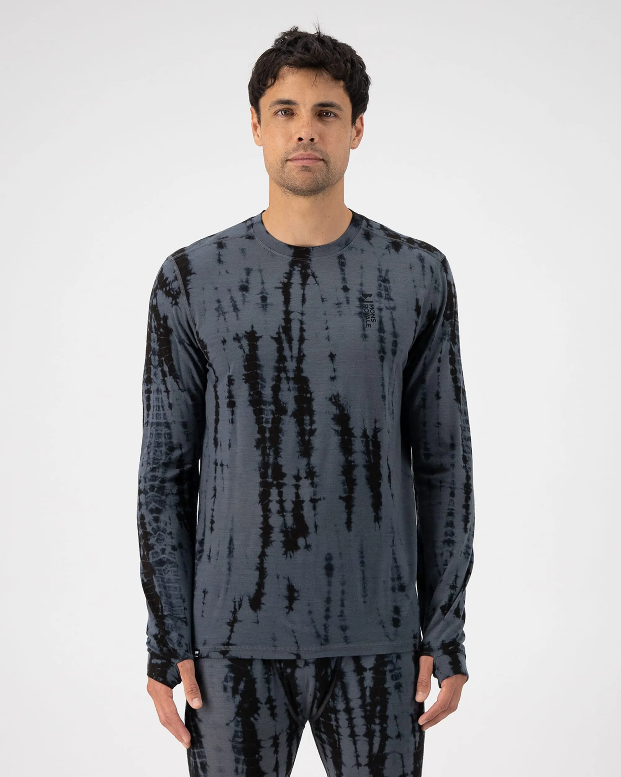 Cascade Merino Base Layer Long Sleeve - Grey Tie Dye