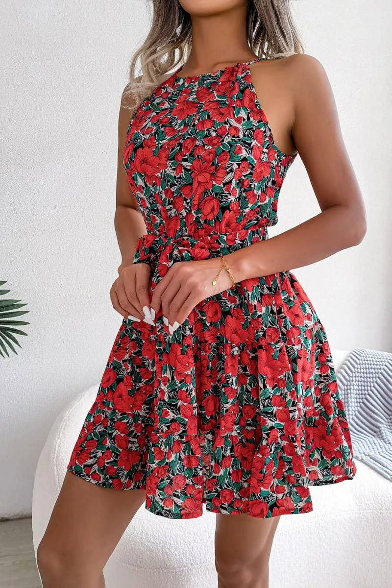 CASUAL FLOUNCY LARGE FLORAL DRESS_CWDSD2531