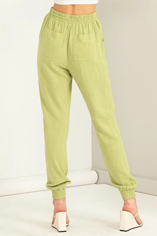 Chic Status Linen Drawstring Jogger