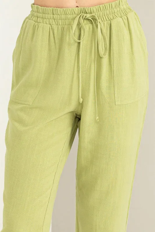 Chic Status Linen Drawstring Jogger