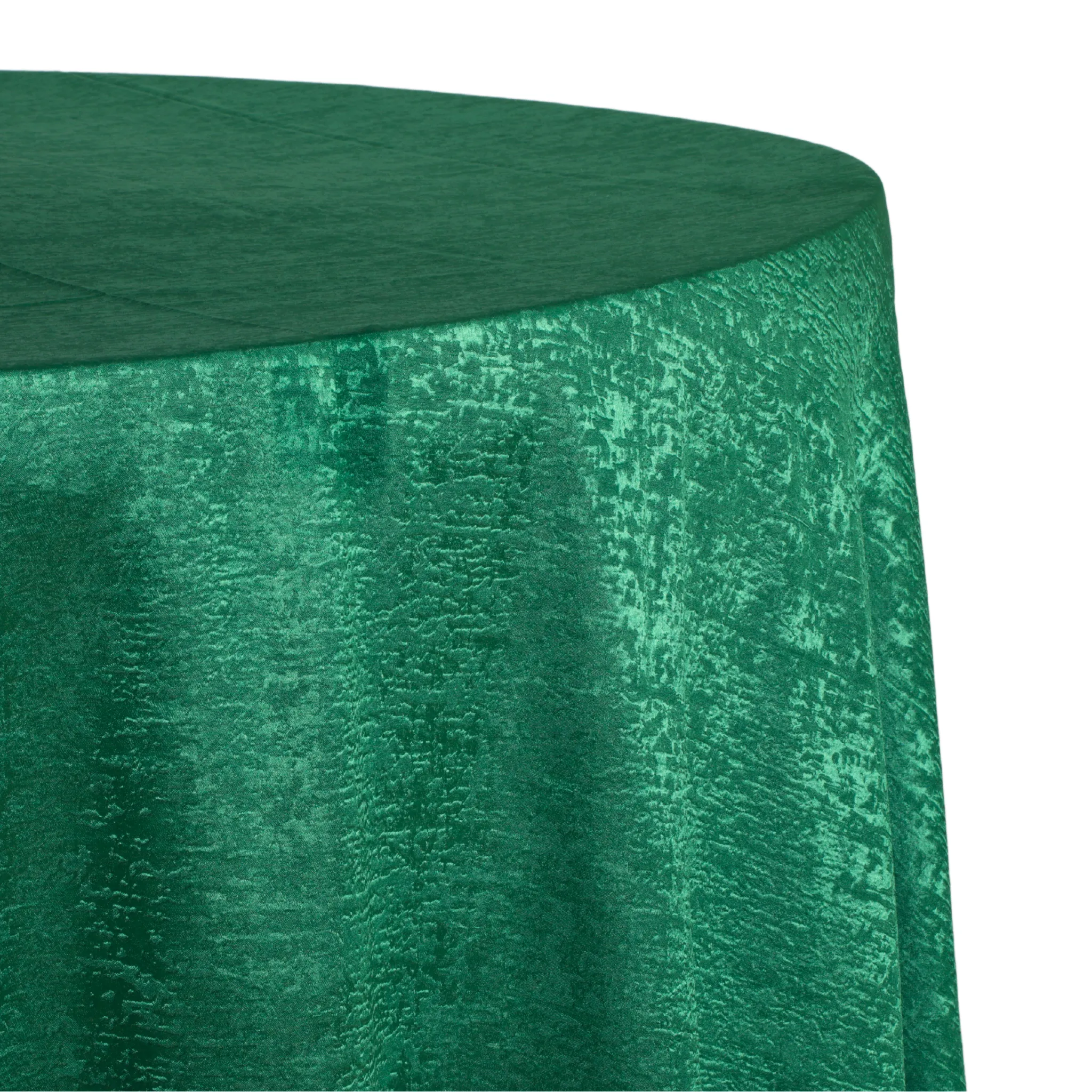 Crinkle Shimmer 132" Round Tablecloth - Emerald Green