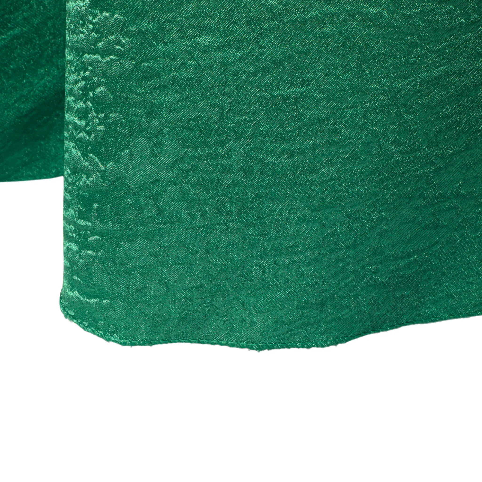 Crinkle Shimmer 132" Round Tablecloth - Emerald Green