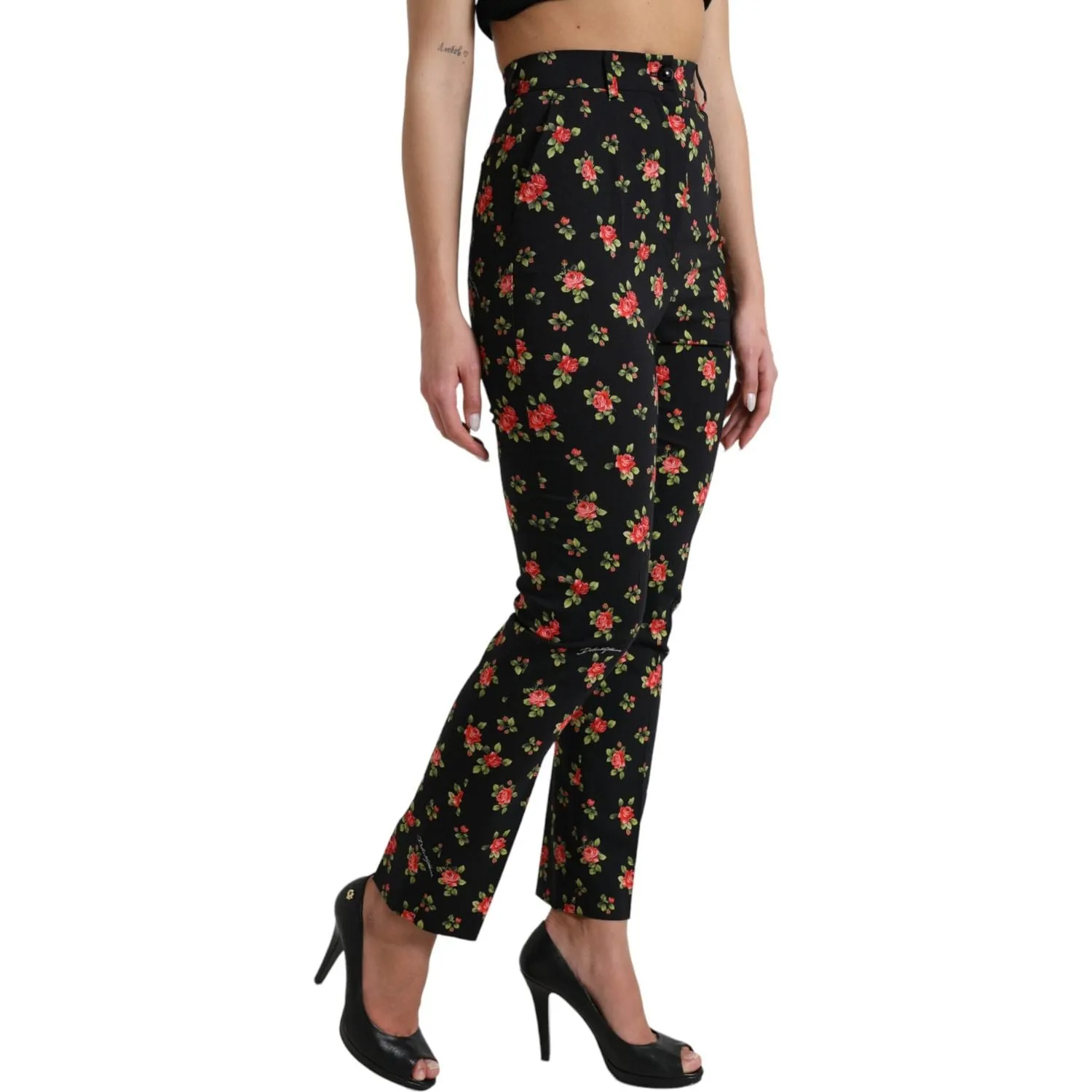 Dolce & Gabbana Elegant High-Waist Floral Tapered Pants