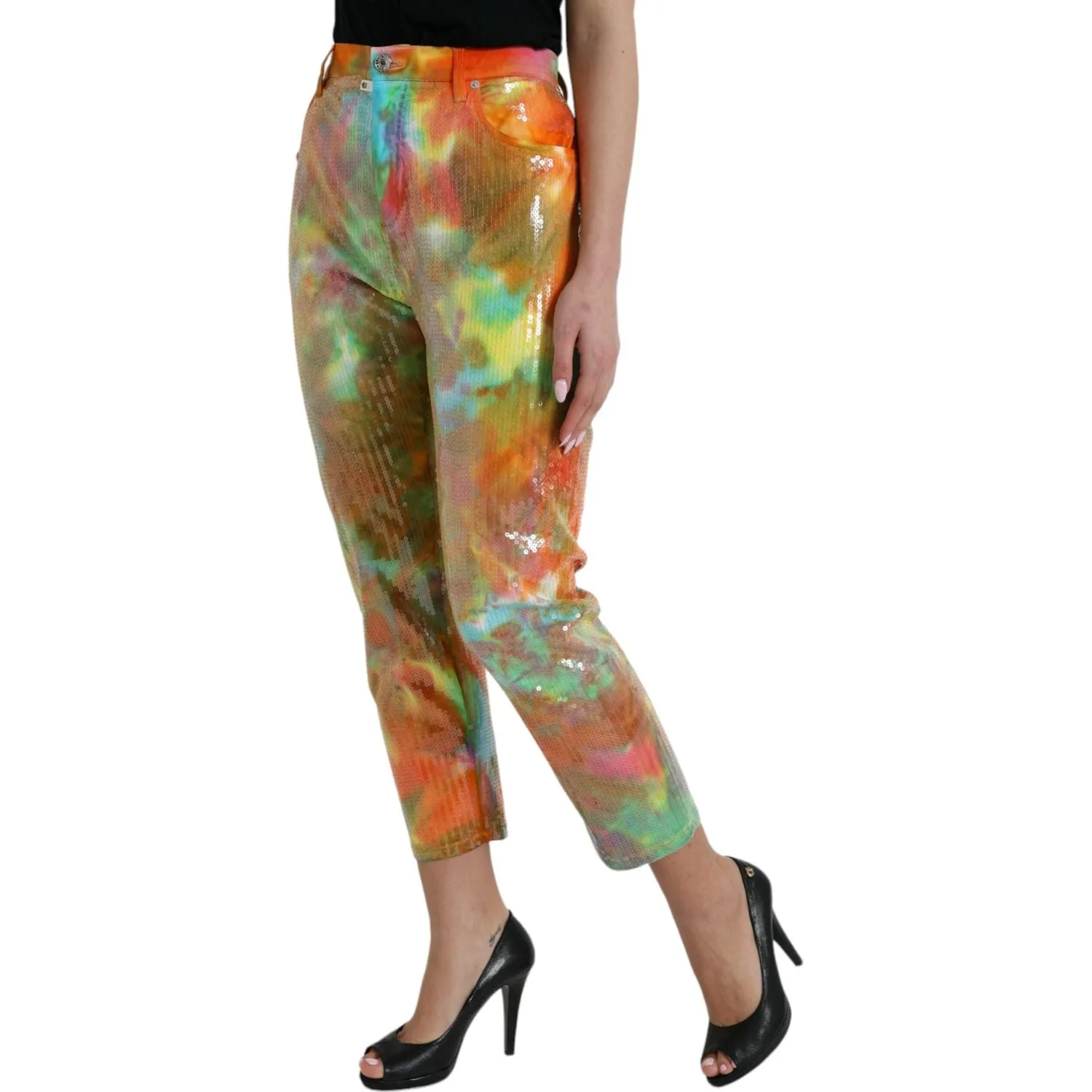 Dolce & Gabbana Multicolor High Waist Cropped Pants