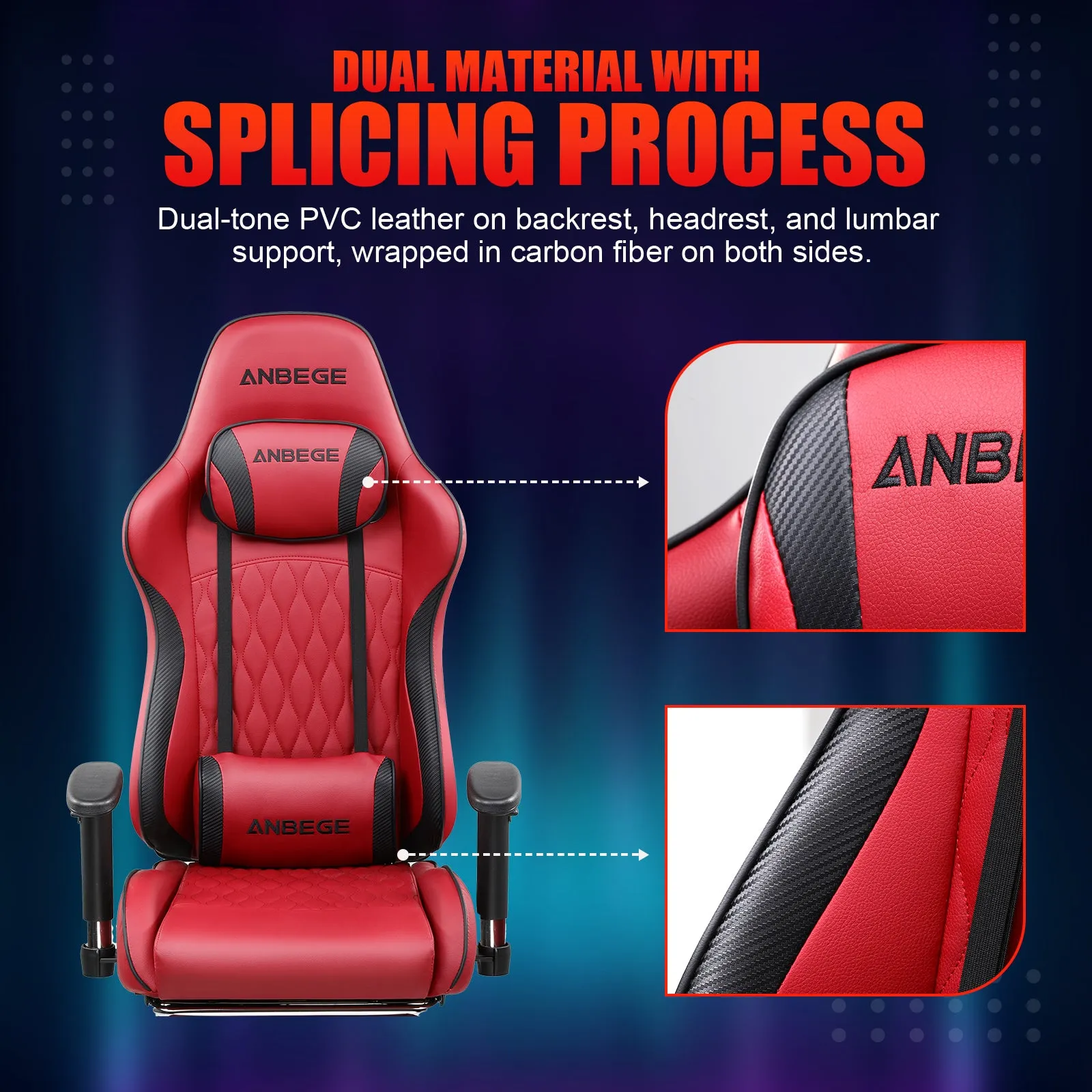 Gaming Chair Ergonomic Computer Office Chair PU Leather Executive Chair with Footrest WMT AB601