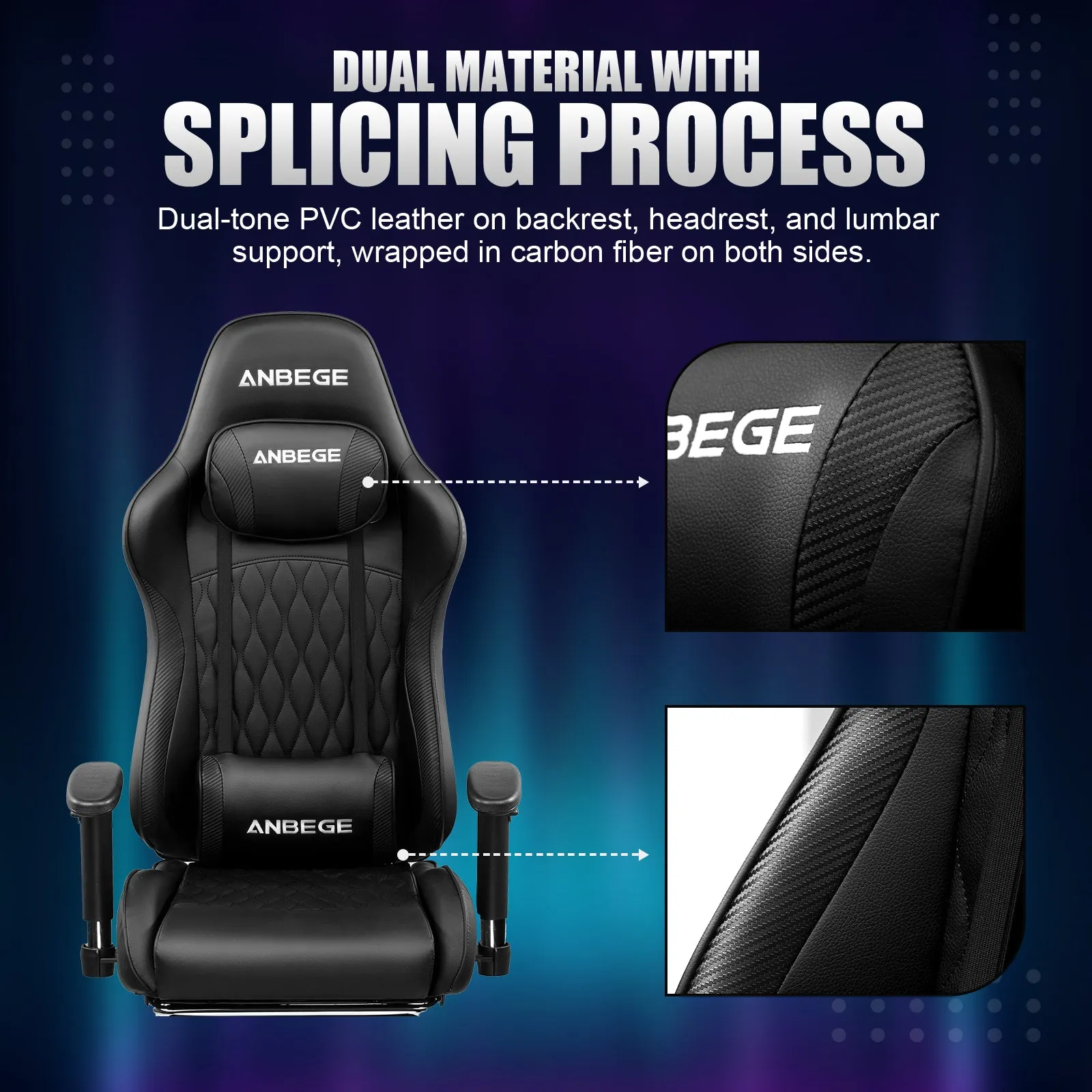 Gaming Chair Ergonomic Computer Office Chair PU Leather Executive Chair with Footrest WMT AB601