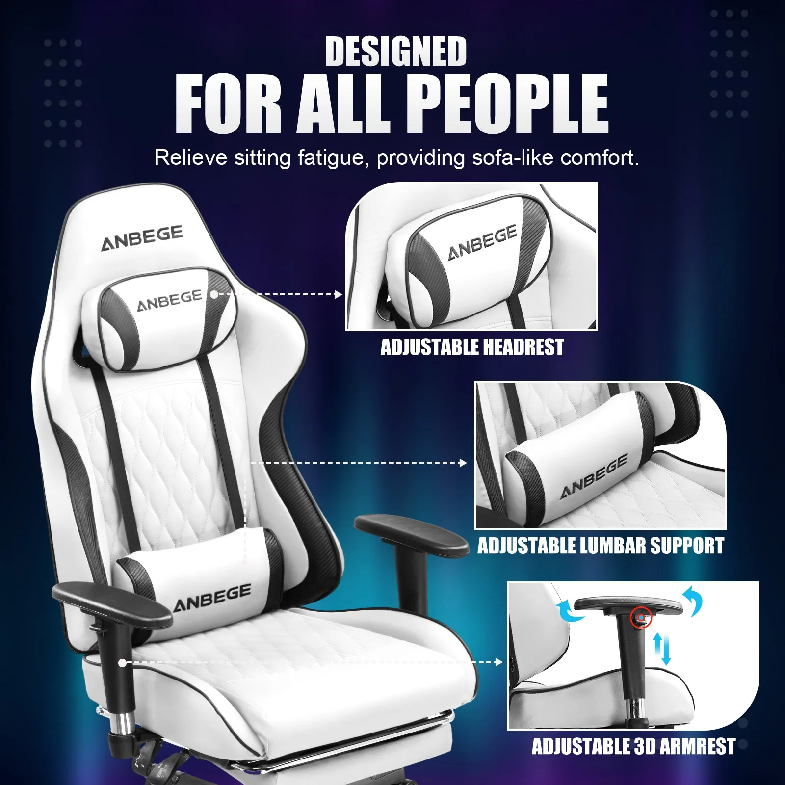 Gaming Chair Ergonomic Computer Office Chair PU Leather Executive Chair with Footrest WMT AB601