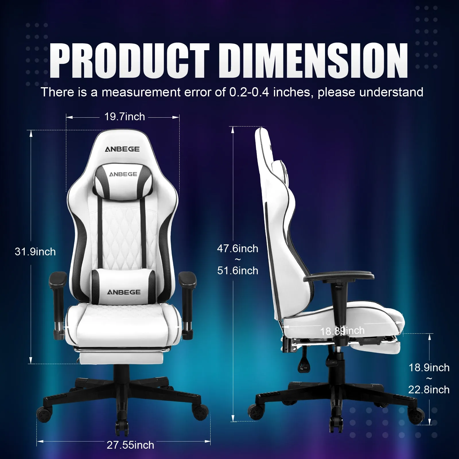 Gaming Chair Ergonomic Computer Office Chair PU Leather Executive Chair with Footrest WMT AB601