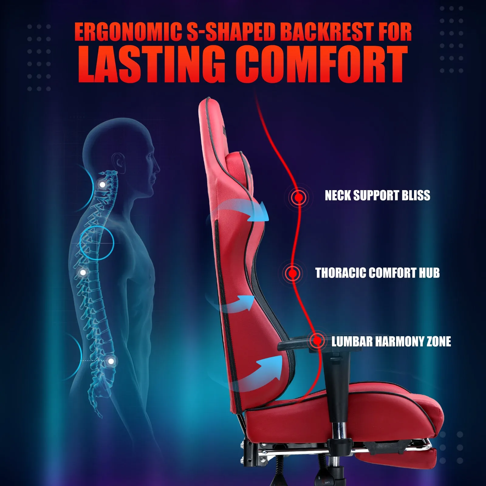 Gaming Chair Ergonomic Computer Office Chair PU Leather Executive Chair with Footrest WMT AB601