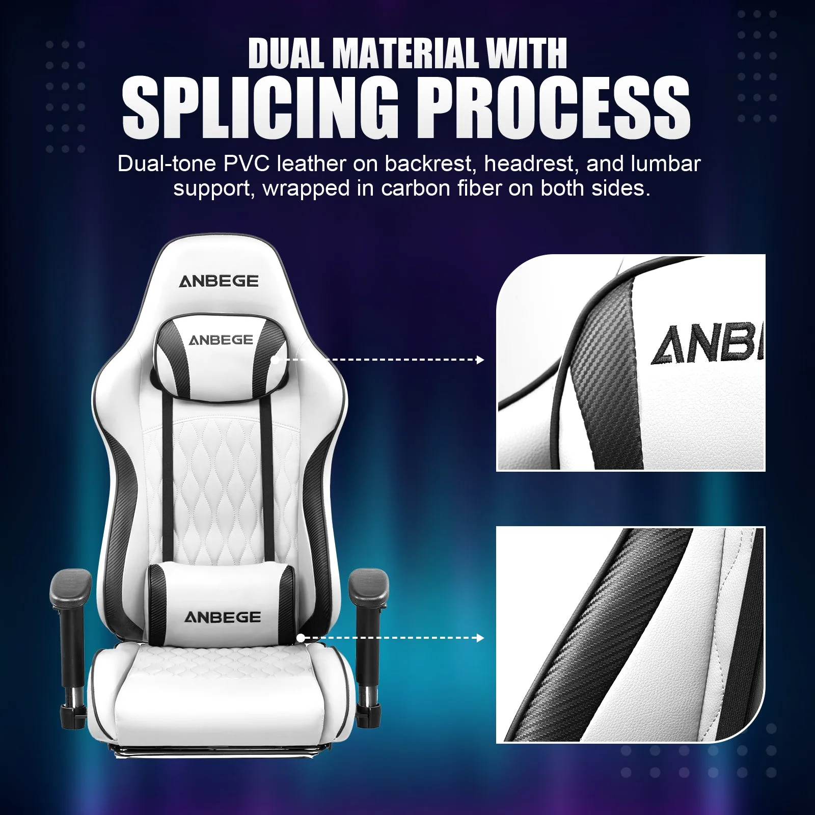 Gaming Chair Ergonomic Computer Office Chair PU Leather Executive Chair with Footrest WMT AB601