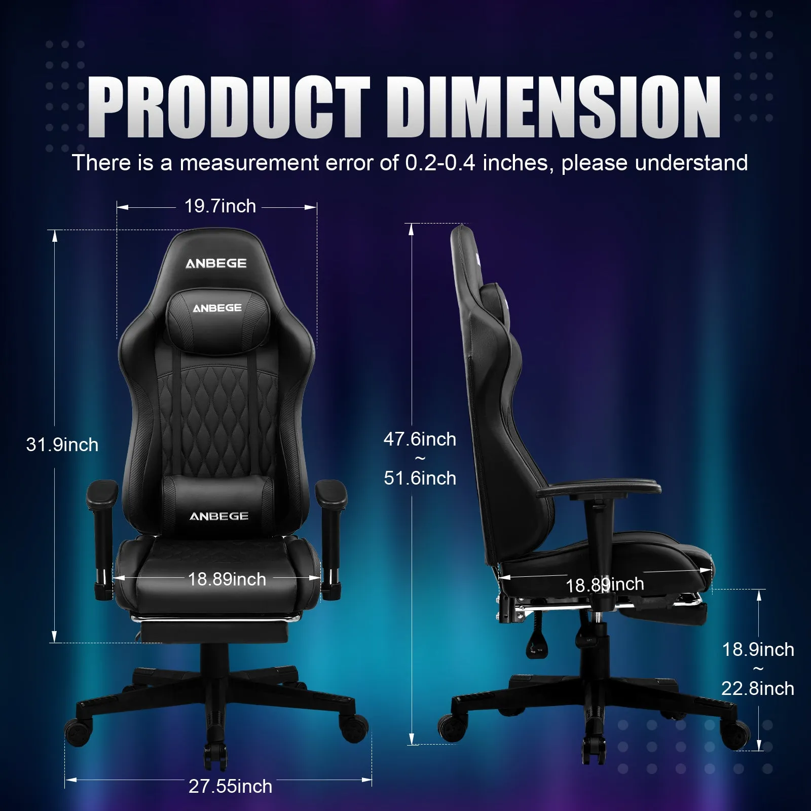 Gaming Chair Ergonomic Computer Office Chair PU Leather Executive Chair with Footrest WMT AB601