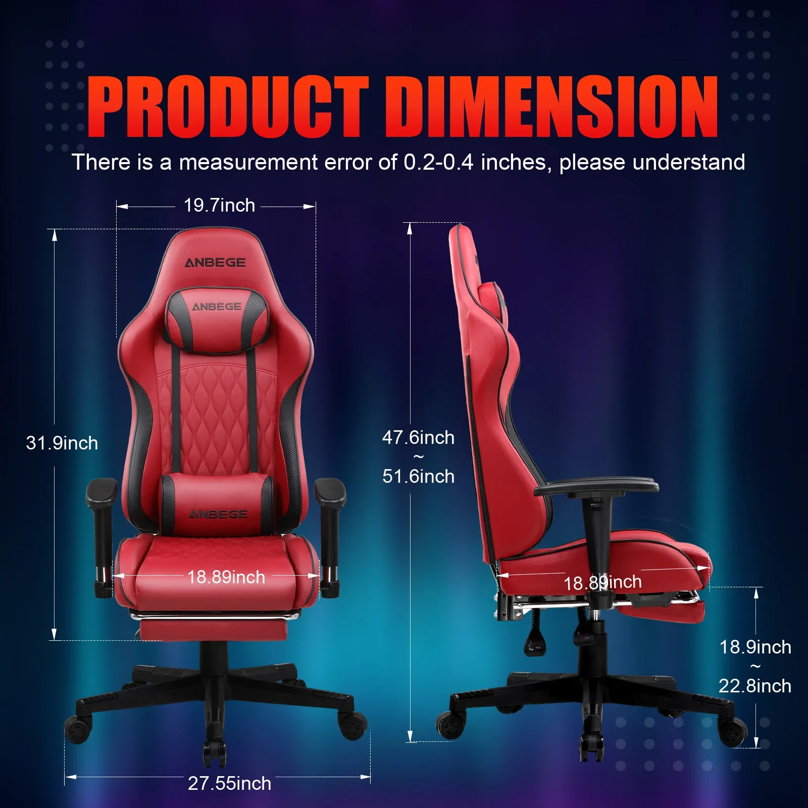 Gaming Chair Ergonomic Computer Office Chair PU Leather Executive Chair with Footrest WMT AB601