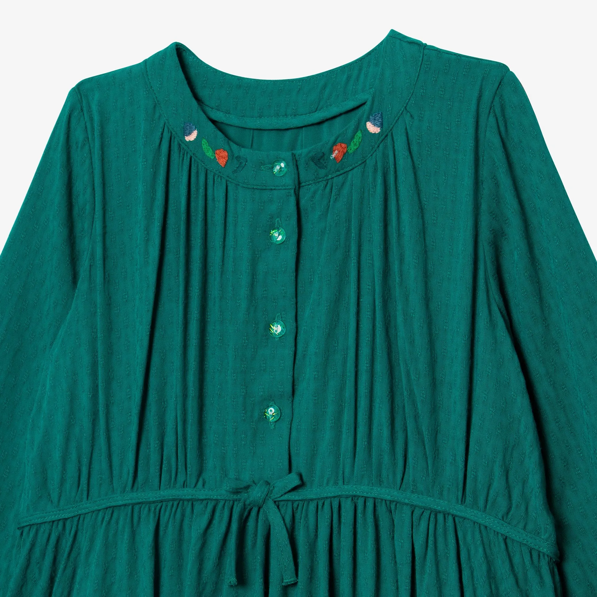 Girl long sleeve green dress