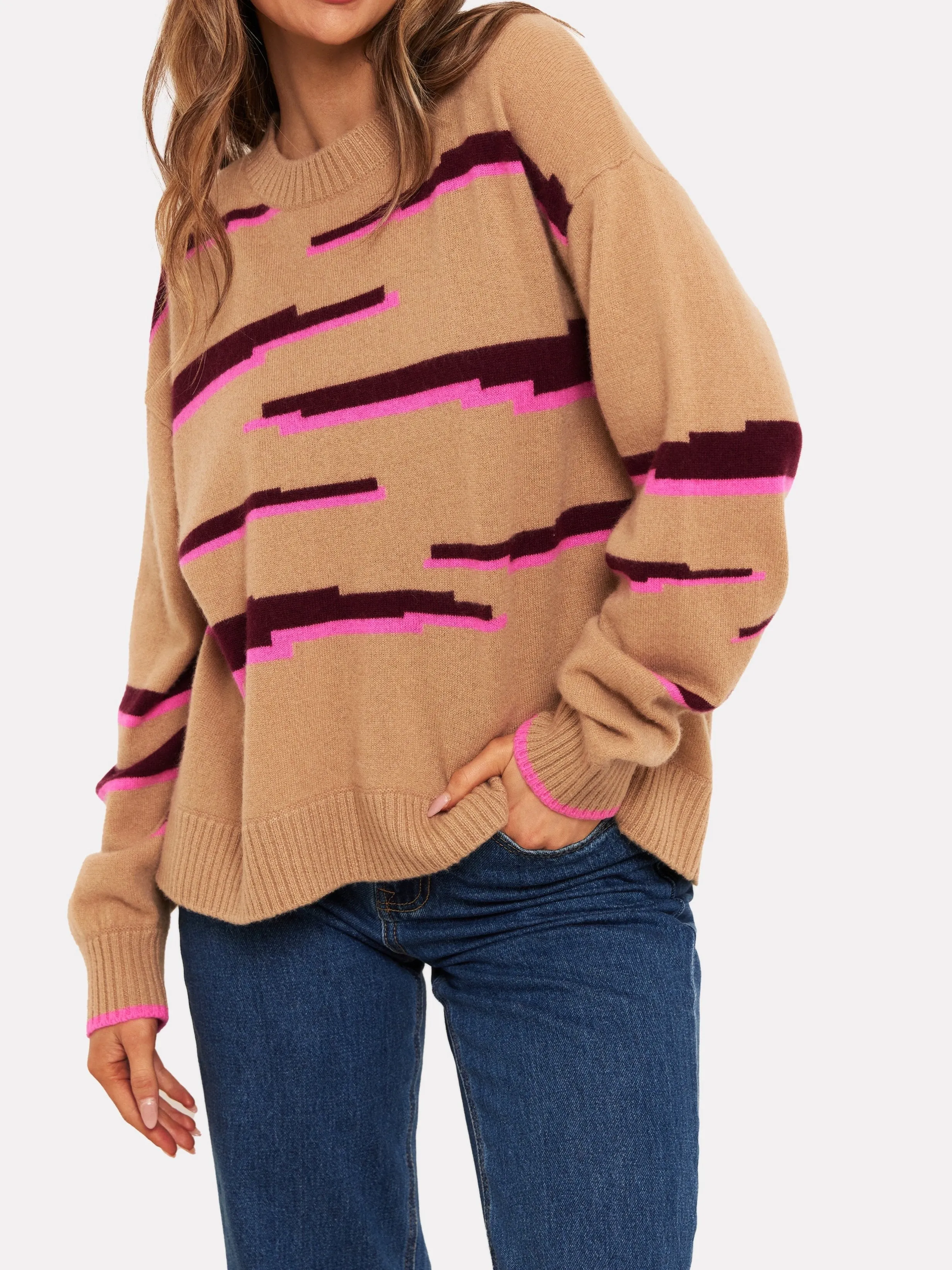 Glitch Zebra Cashmere Crew Neck