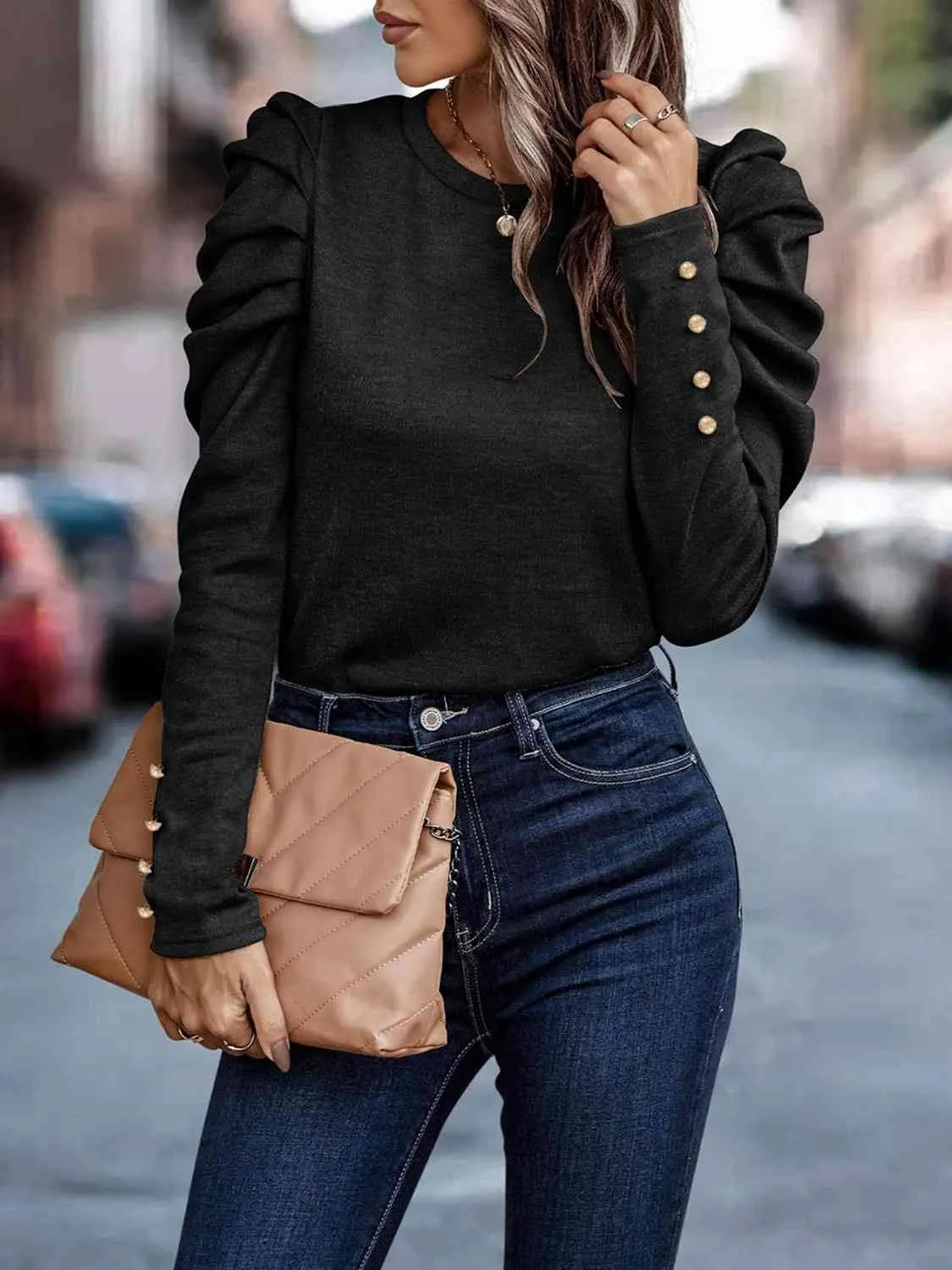 Gorgeous Button Puff Sleeve Shirt - Available in Several Colors
