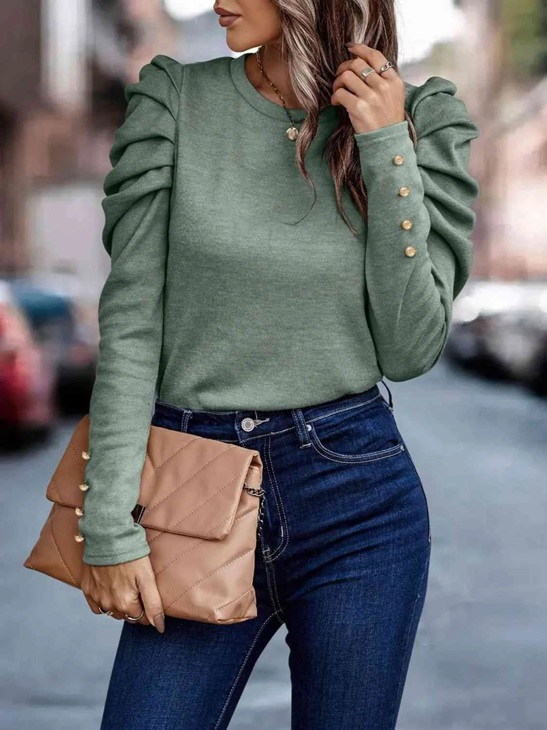 Gorgeous Button Puff Sleeve Shirt - Available in Several Colors