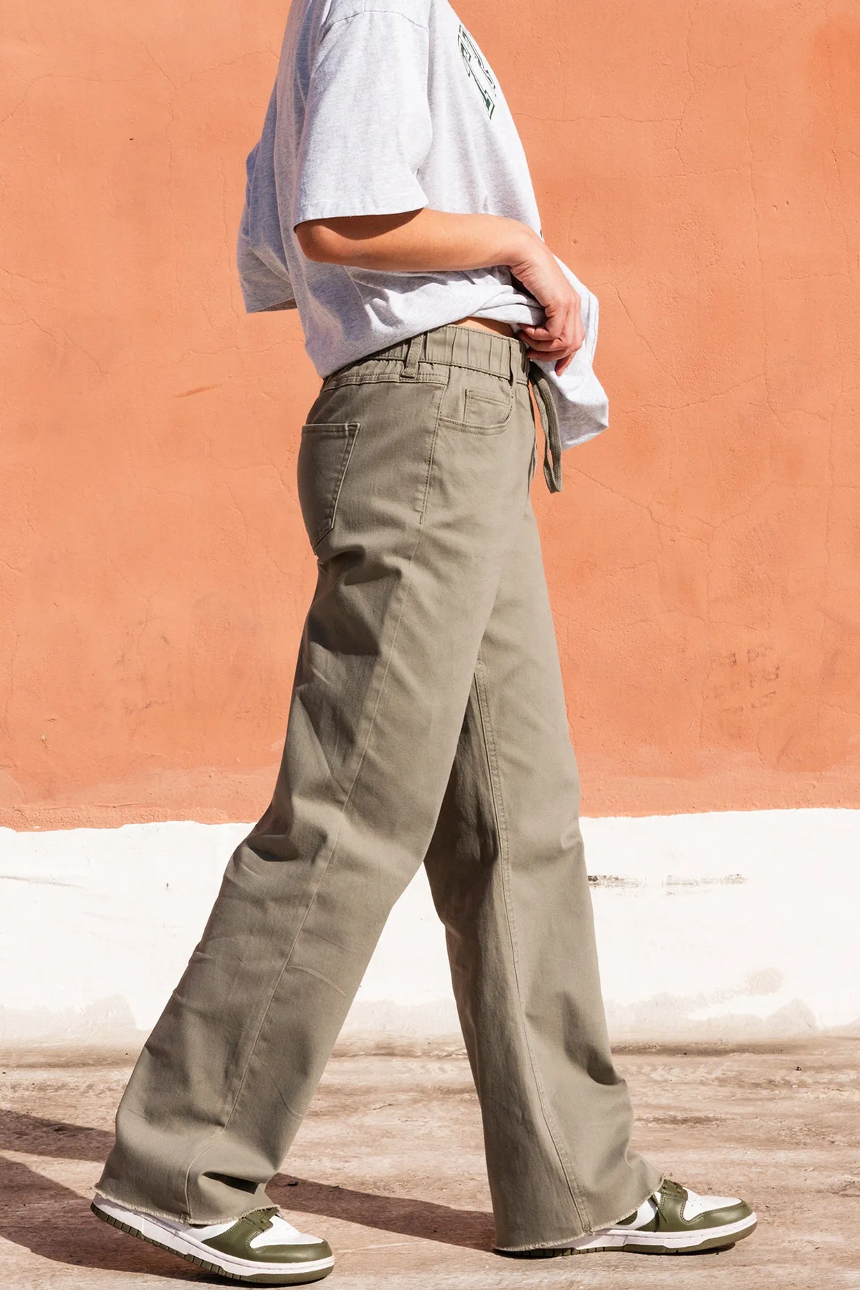 HIGH RISE WIDE LEG PANT - DUSTY SAGE