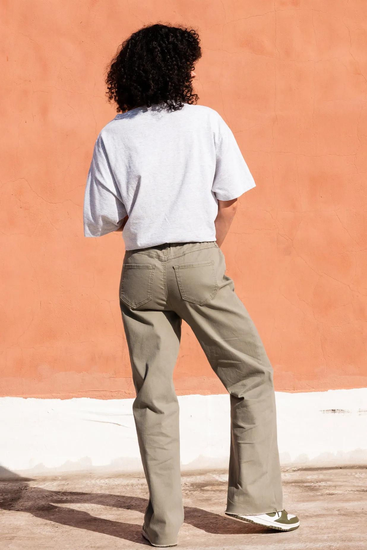 HIGH RISE WIDE LEG PANT - DUSTY SAGE