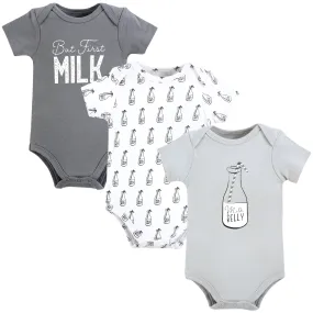 Hudson Baby Cotton Bodysuits, Milk Belly Bottle