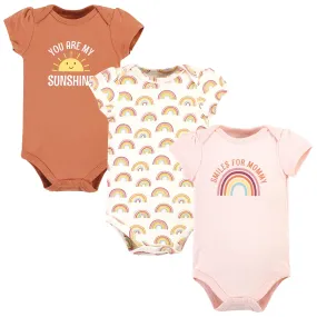 Hudson Baby Cotton Bodysuits, Sunshine Rainbows 3 Pack