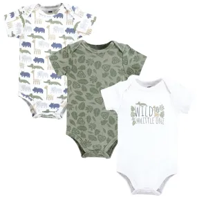 Hudson Baby Cotton Bodysuits, Wild Leaf Safari