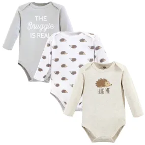 Hudson Baby Cotton Long-Sleeve Bodysuits, Hedgehog 3-Pack