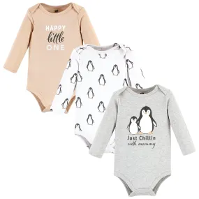 Hudson Baby Cotton Long-Sleeve Bodysuits, Just Chillin Penguin