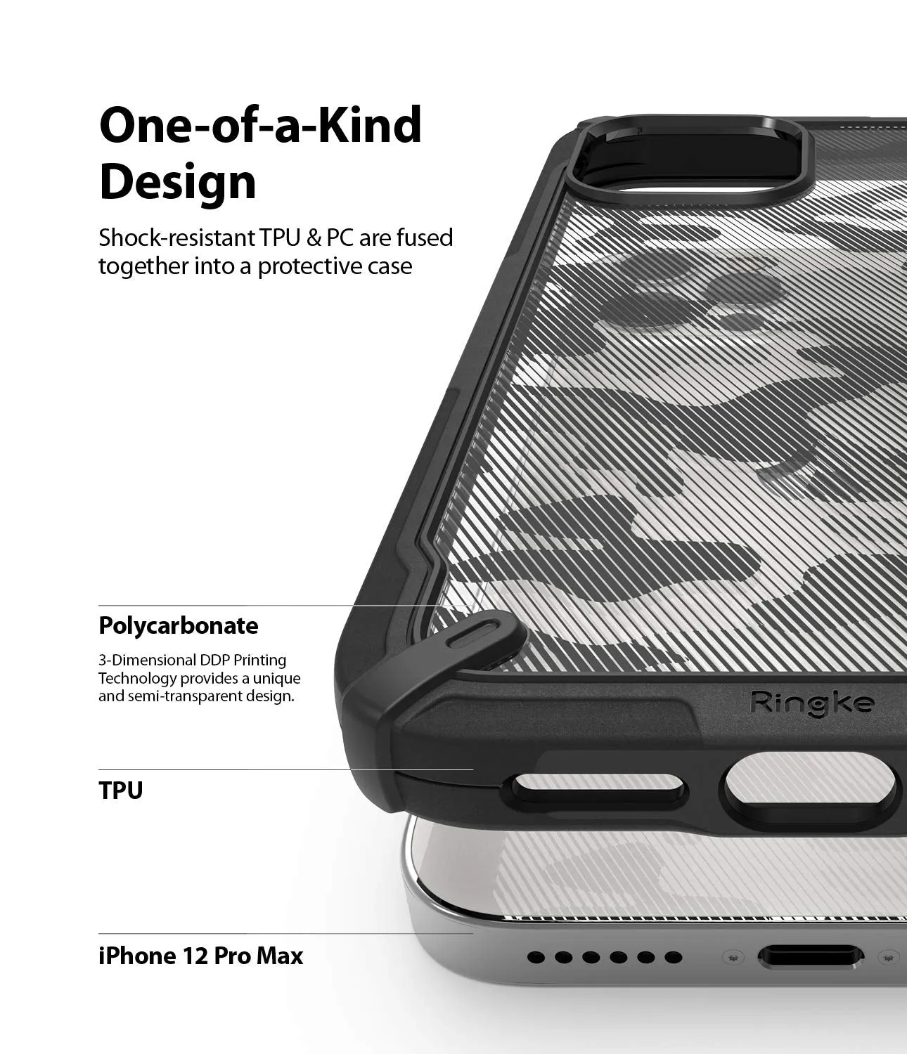 iPhone 12 Pro Max Back Cover Case | Fusion X Design - Camo Black