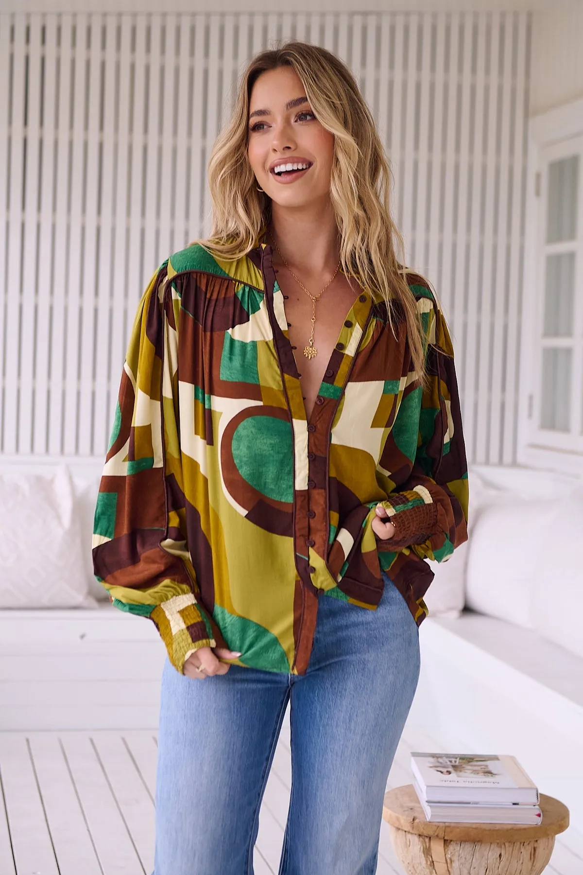 Jaase - Beau Shirt Blouse Long Sleeve Button Front - Bardot Collection