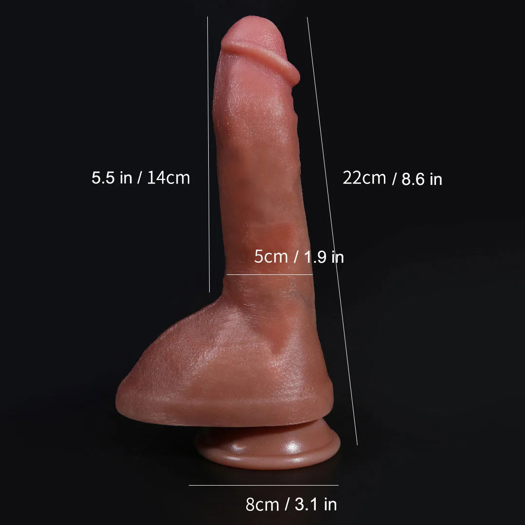 L55 Valley Brothers Realistic Skin Texture Liquid Silicone Suction Cup Dildo with Balls 9 Inch