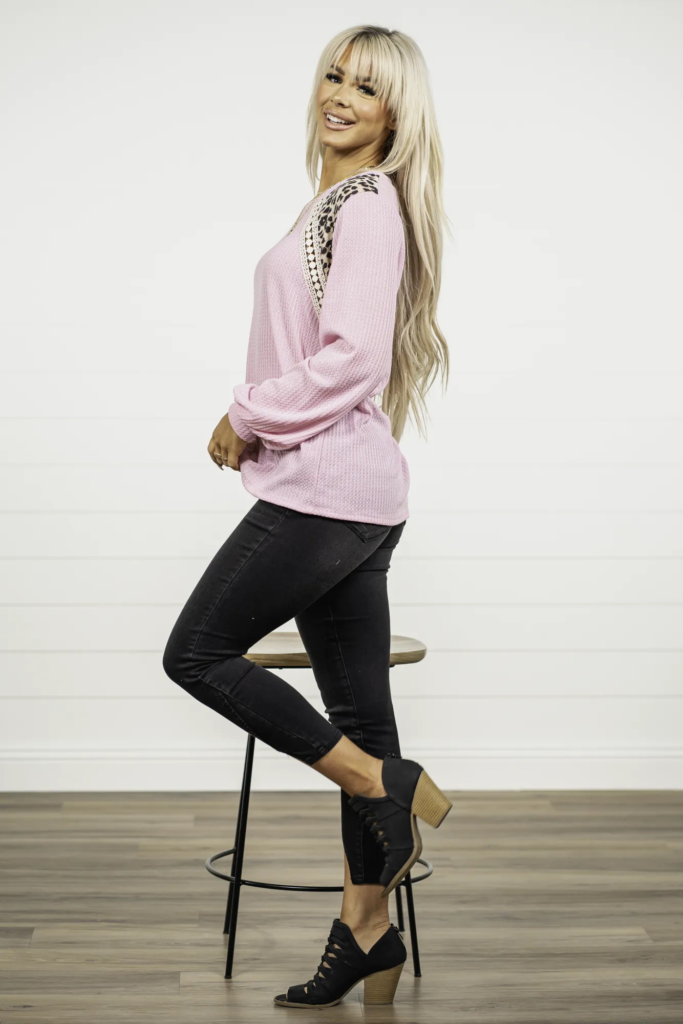 Leopard Sleeve Thermal Top