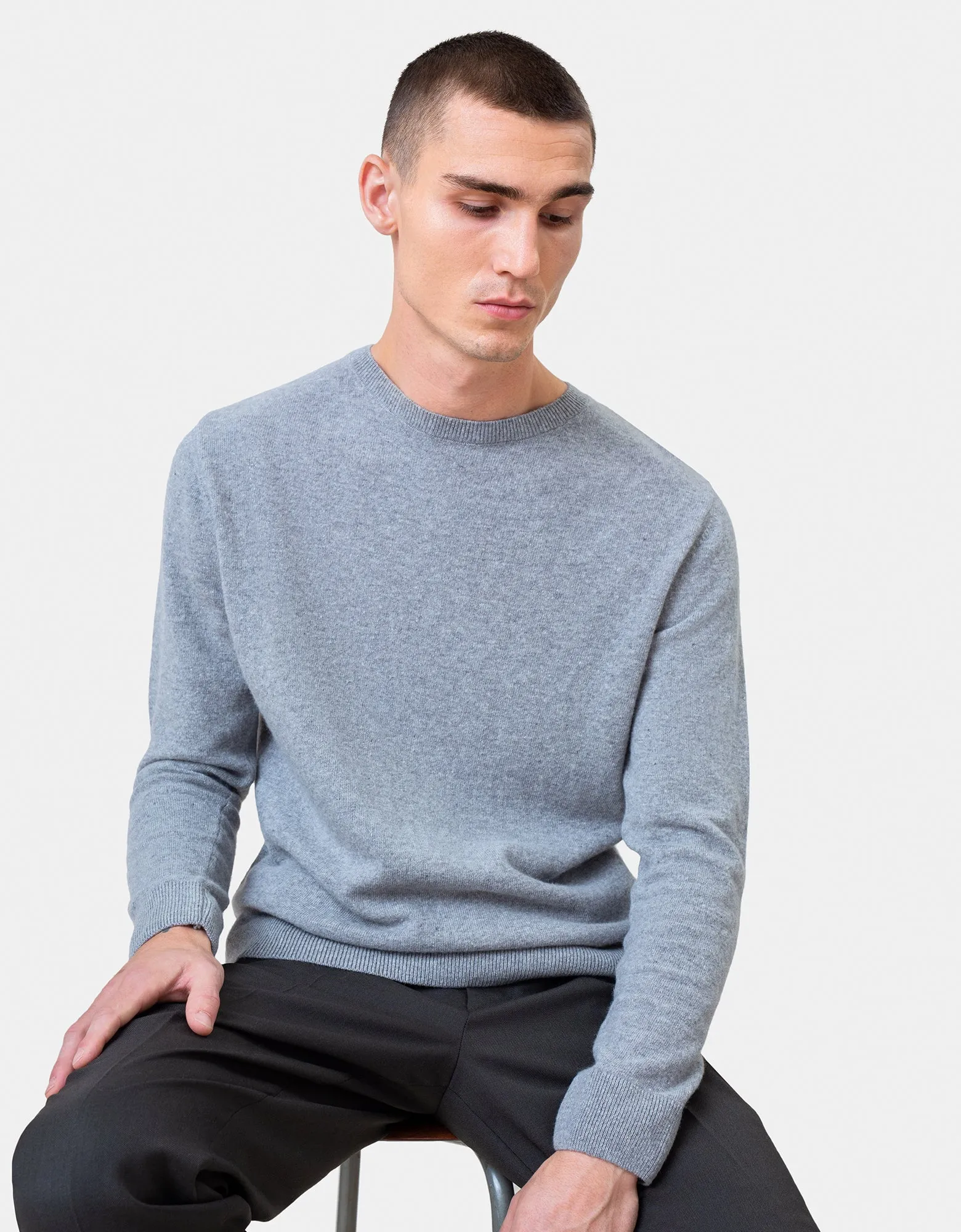 Light Merino Wool Crew - Coffee Brown