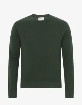 Light Merino Wool Crew - Emerald Green