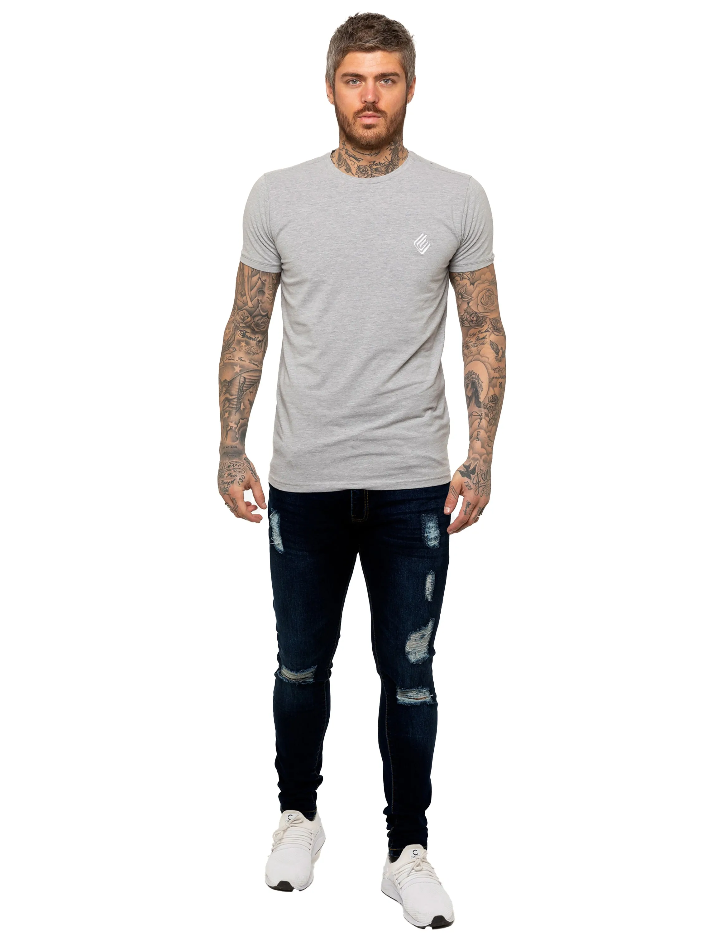 Mens Super Skinny Stretch Ripped Jeans | Enzo Designer Menswear