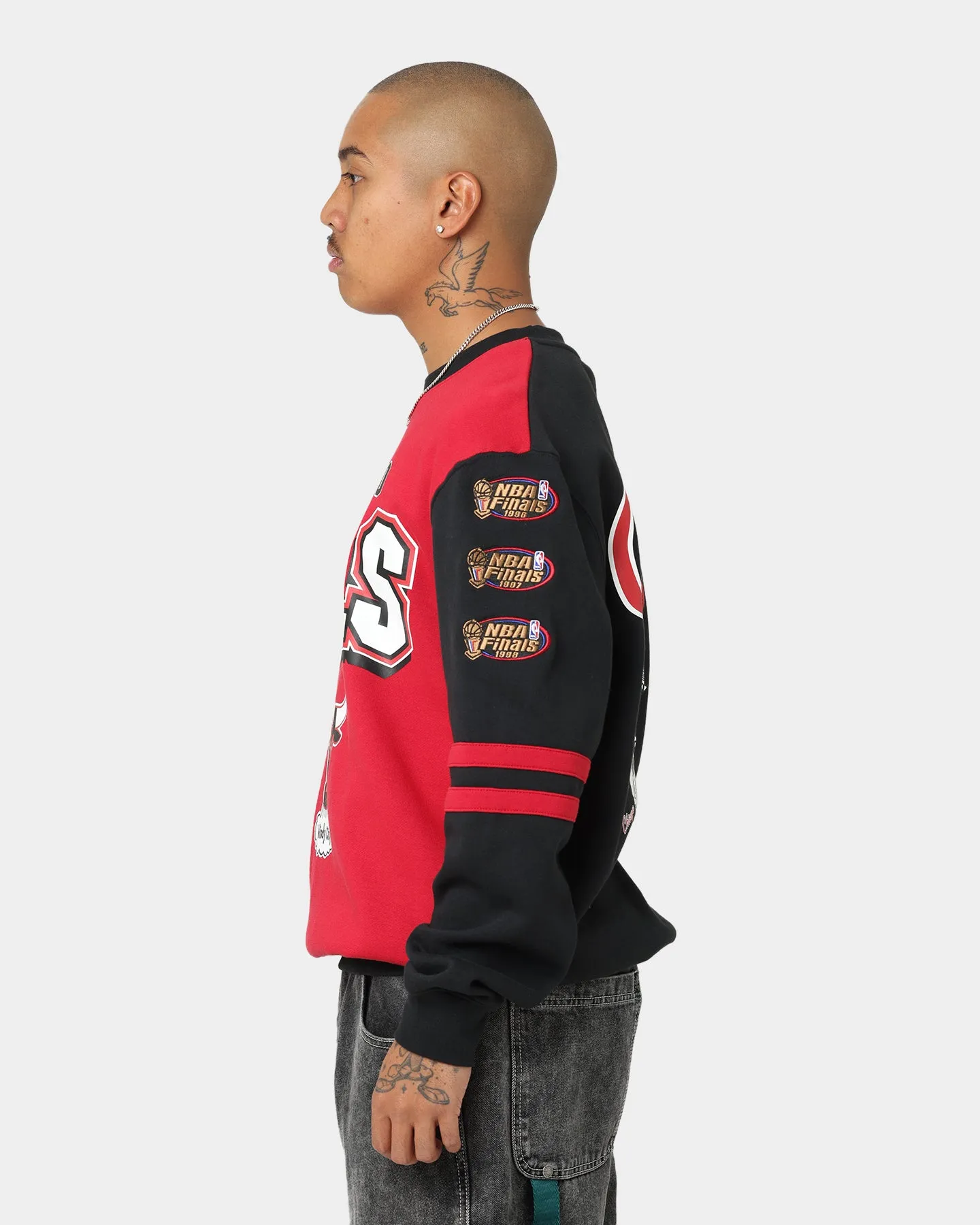 Mitchell & Ness Chicago Bulls All Over Print Crewneck 2.0 Scarlet