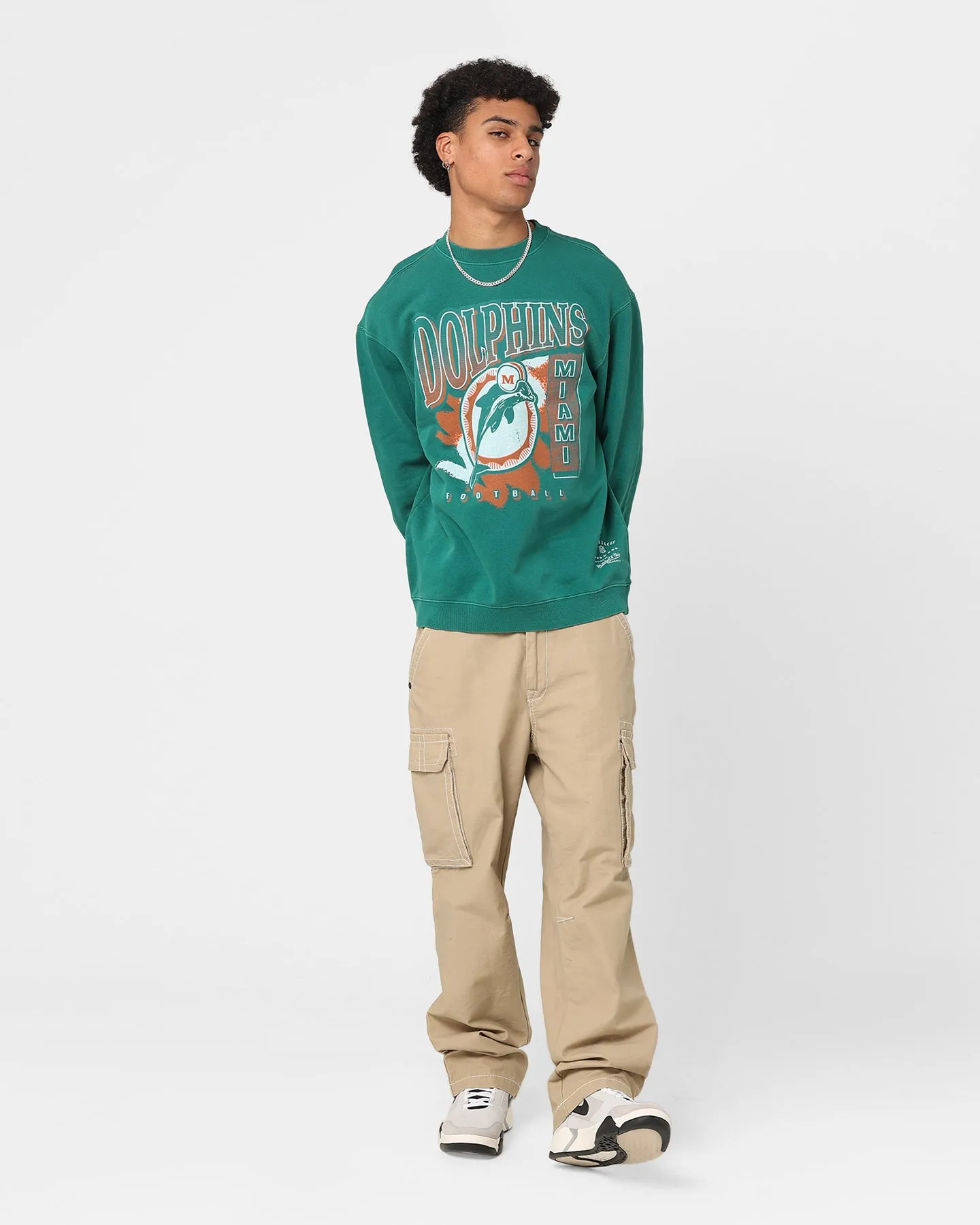 Mitchell & Ness Miami Dolphins Paintbrush Crewneck Aqua