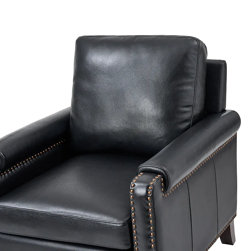 Nathaniel Transitional Style Genuine Leather Armchair