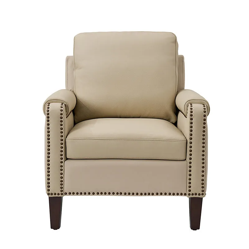 Nathaniel Transitional Style Genuine Leather Armchair