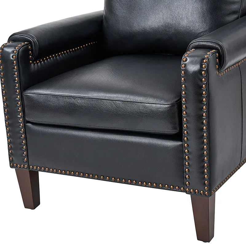 Nathaniel Transitional Style Genuine Leather Armchair