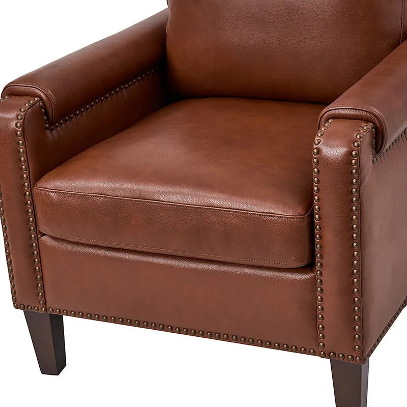 Nathaniel Transitional Style Genuine Leather Armchair