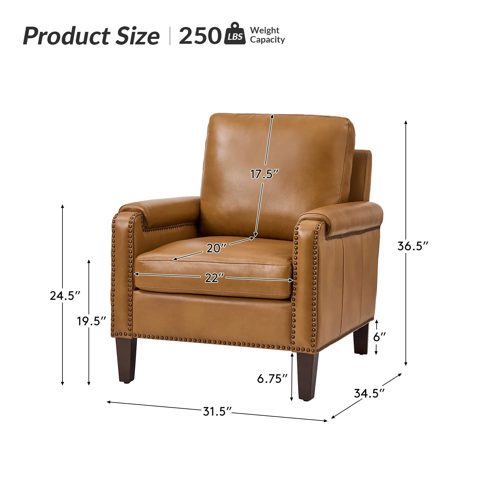 Nathaniel Transitional Style Genuine Leather Armchair